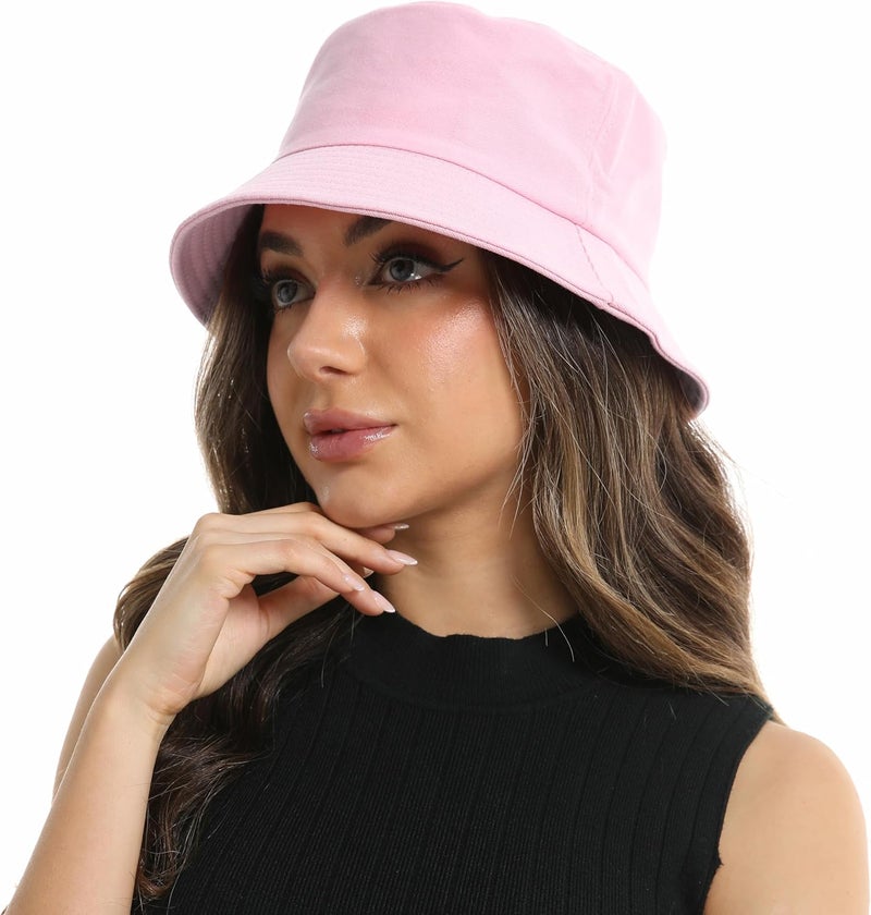 Wheebo Solid Color Bucket Hat for Women Summer Beach Fishmen Hat for Lady Adult Unisex Cotton Cap…… - Image 3